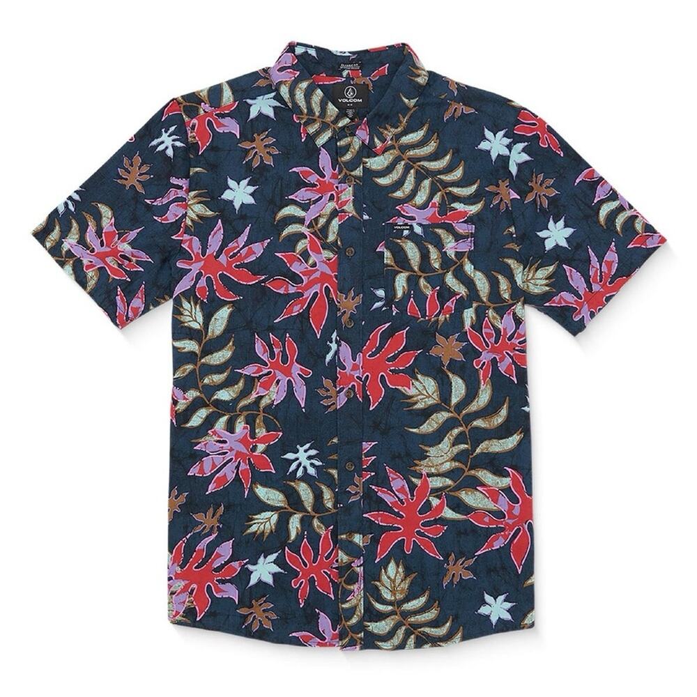 Volcom Floral Motion Woven Short Sleeve Button-Up Shirt, Med (10-12)